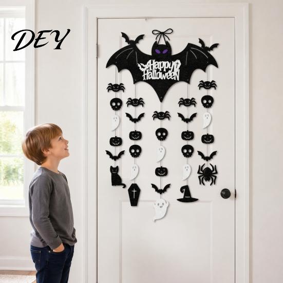 Decorative Props for Festival Happy Halloween Bat Hanging Door Sign, Spooky Skull Spider Paper Wall Ornaments Ornament, Large Hanger Party Supplies