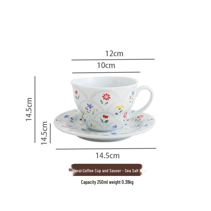 Shangqi Ceramic Flower Pattern Coffee Cup with Saucer