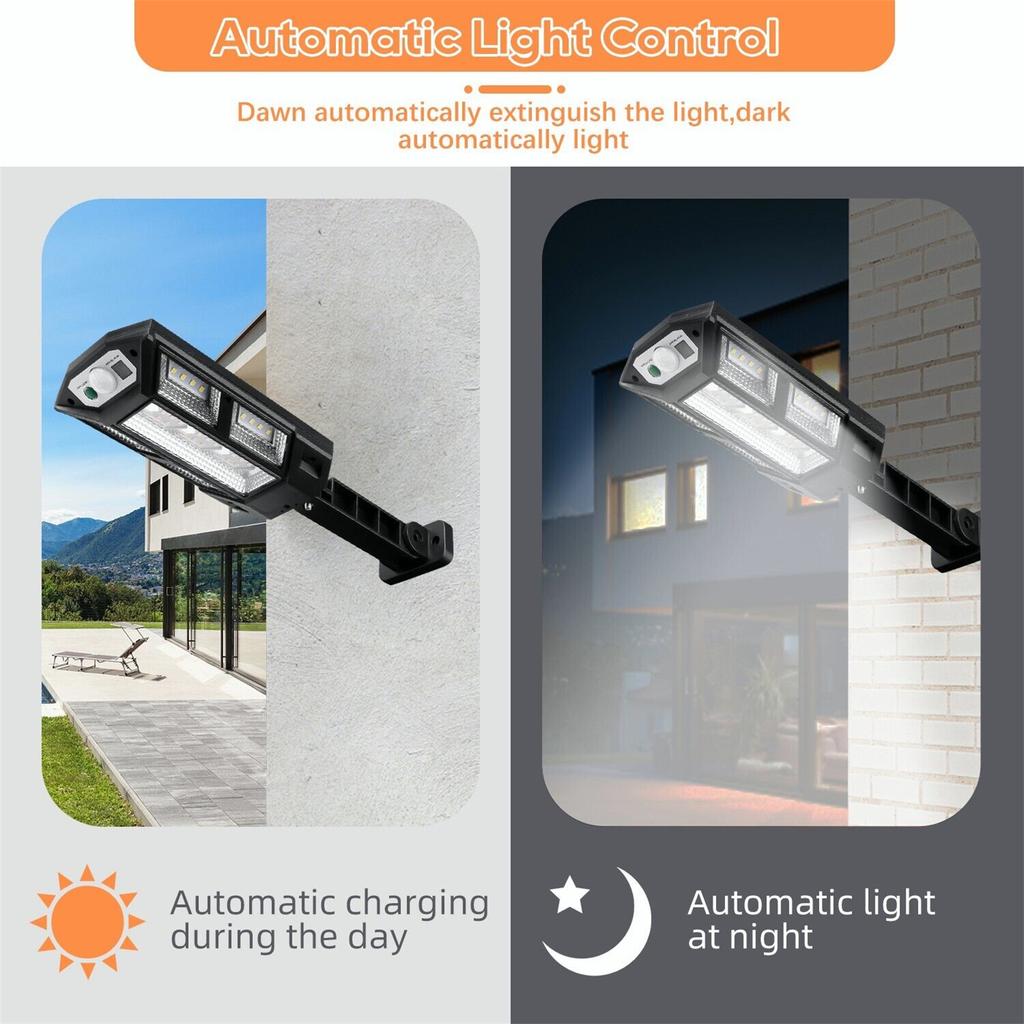 2400w Led Solar Flood Light With Remote Control 3 Lighting Modes Motion Sensor Outdoor Security Street Lamp