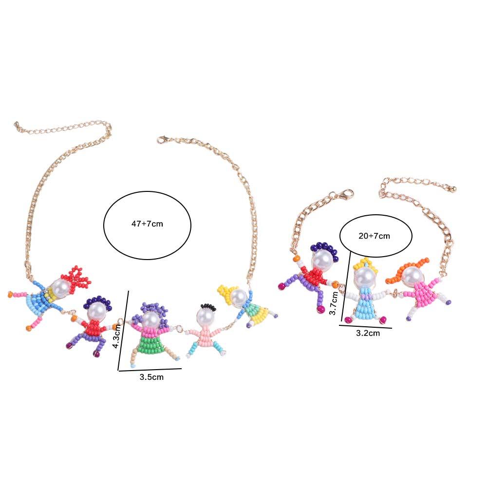 Beads Character Bracelet Pearl Cute Cartoon Necklace Fashion Childishness Jewelry Set  Party