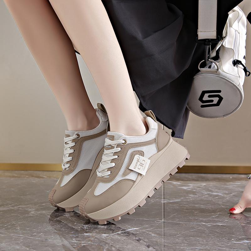 CRLAYDK Womens Chunky Sneakers Mesh Lace Up Shoes Platform Summer Casual Thick Sole Ladies Walking Trainer Tennis