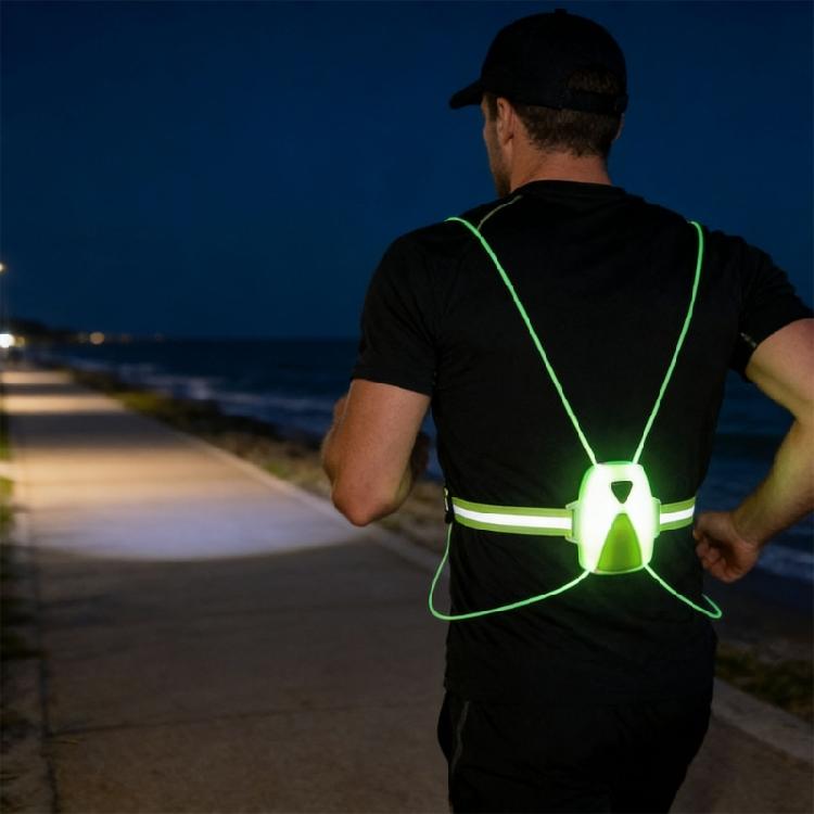 Practical Night Running Vest with Adjustable Front Light and Multiple Color Rechargeable Light Suitable for Safety