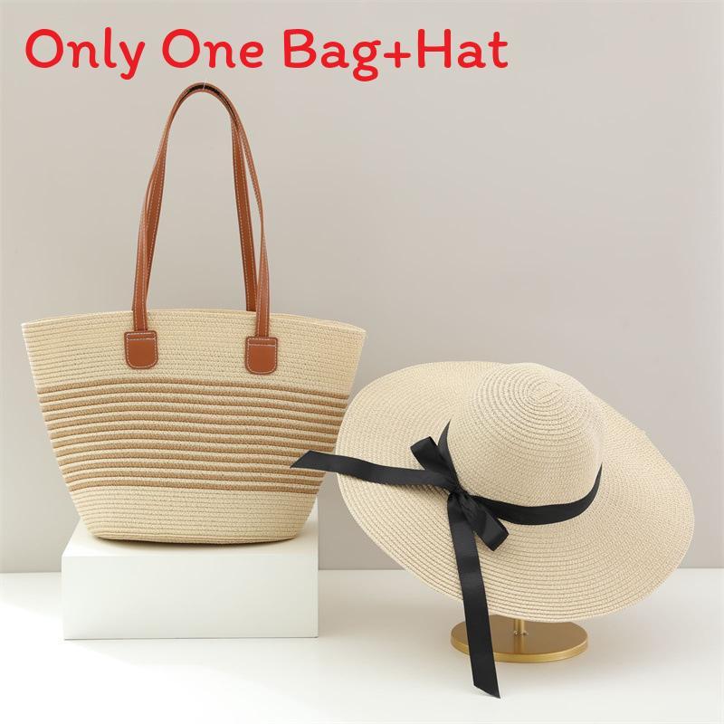 Straw Hat And Bag Set With Sun Protection For Outdoor Travel Casual Summer Adults