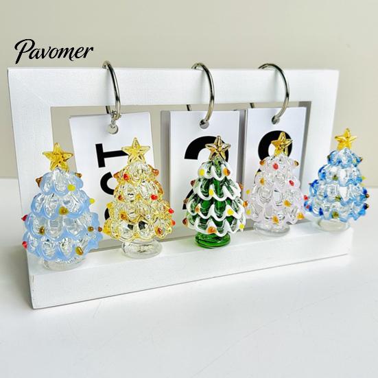 Festive Desktop Ornament Glazed Glass Christmas Tree Figurine, Handcrafted Modern Holiday Table Centerpiece for Display, Colorful Decorative Figurine