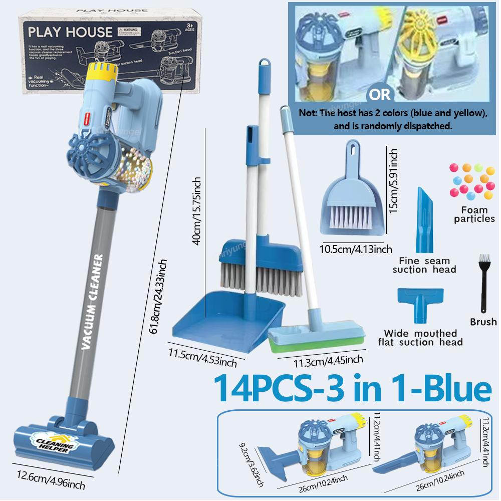 Kids Vacuum Cleaner Toy Electric Realistic Pretend Play Housekeeping Cleaning Set Educational Gift for Toddlers Boys Girls