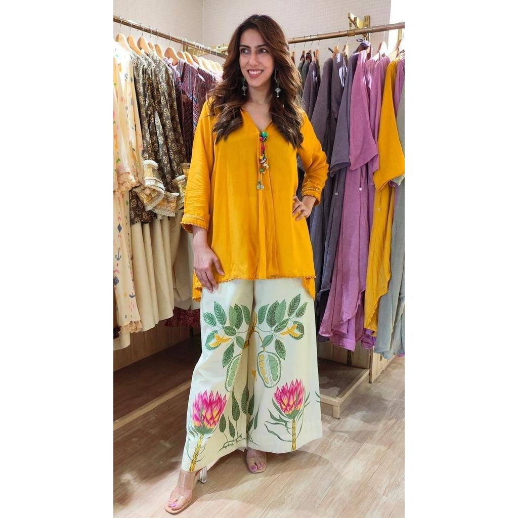 Women Office Wear Cotton Kurti Palazzo Set Indian Designer Ethnic Top Cord Set