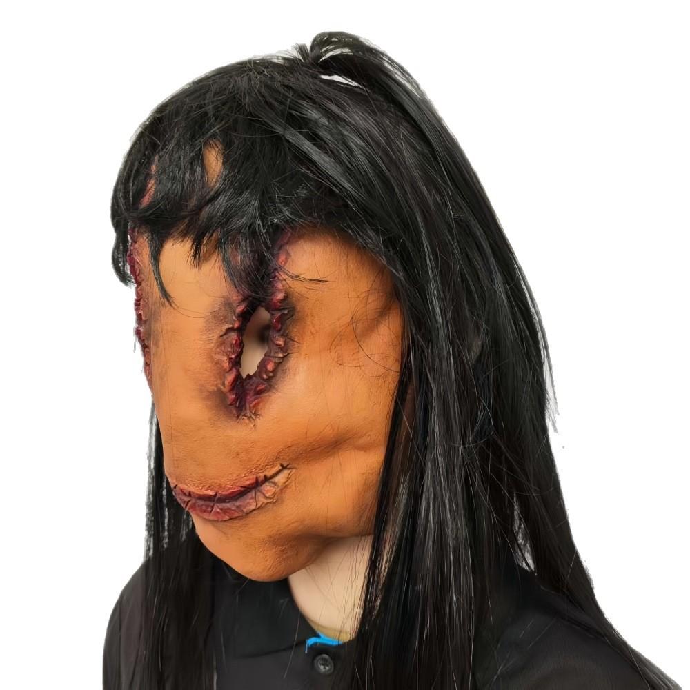 Japanese-style stitched mouth ghost latex mask