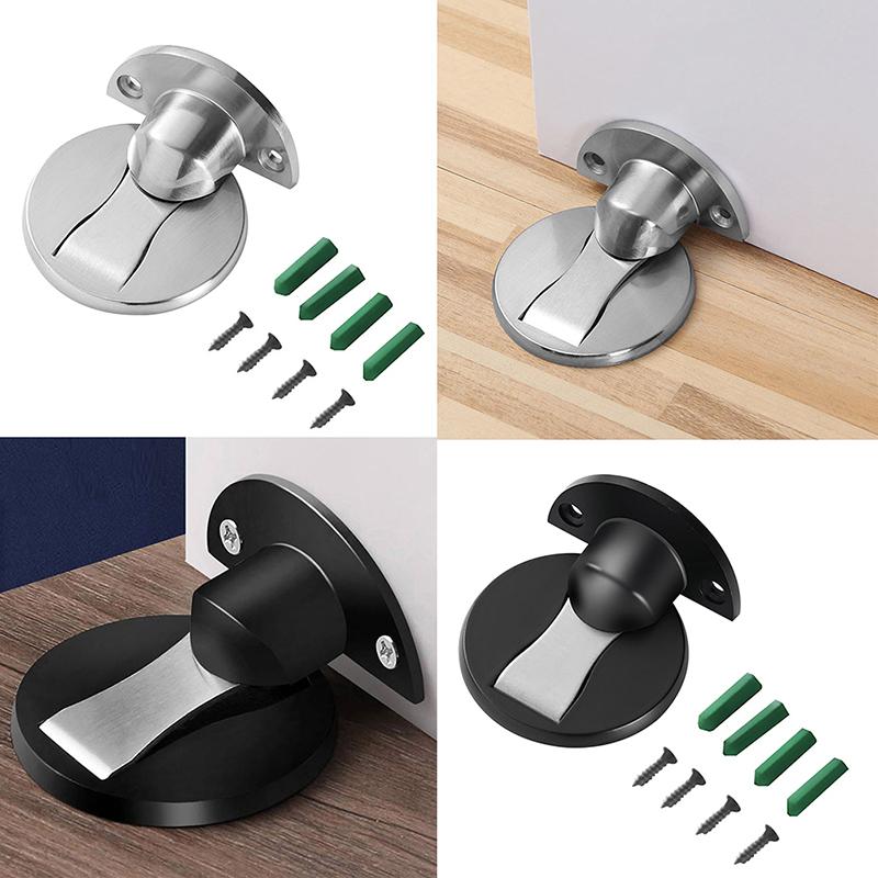 Magnetic Door Stopper,Invisible Heavy Duty Stainless Steel Floor Mount Door Stop with Adhesive & Screws,Anti-Collision Catch for Home Office Bedroom