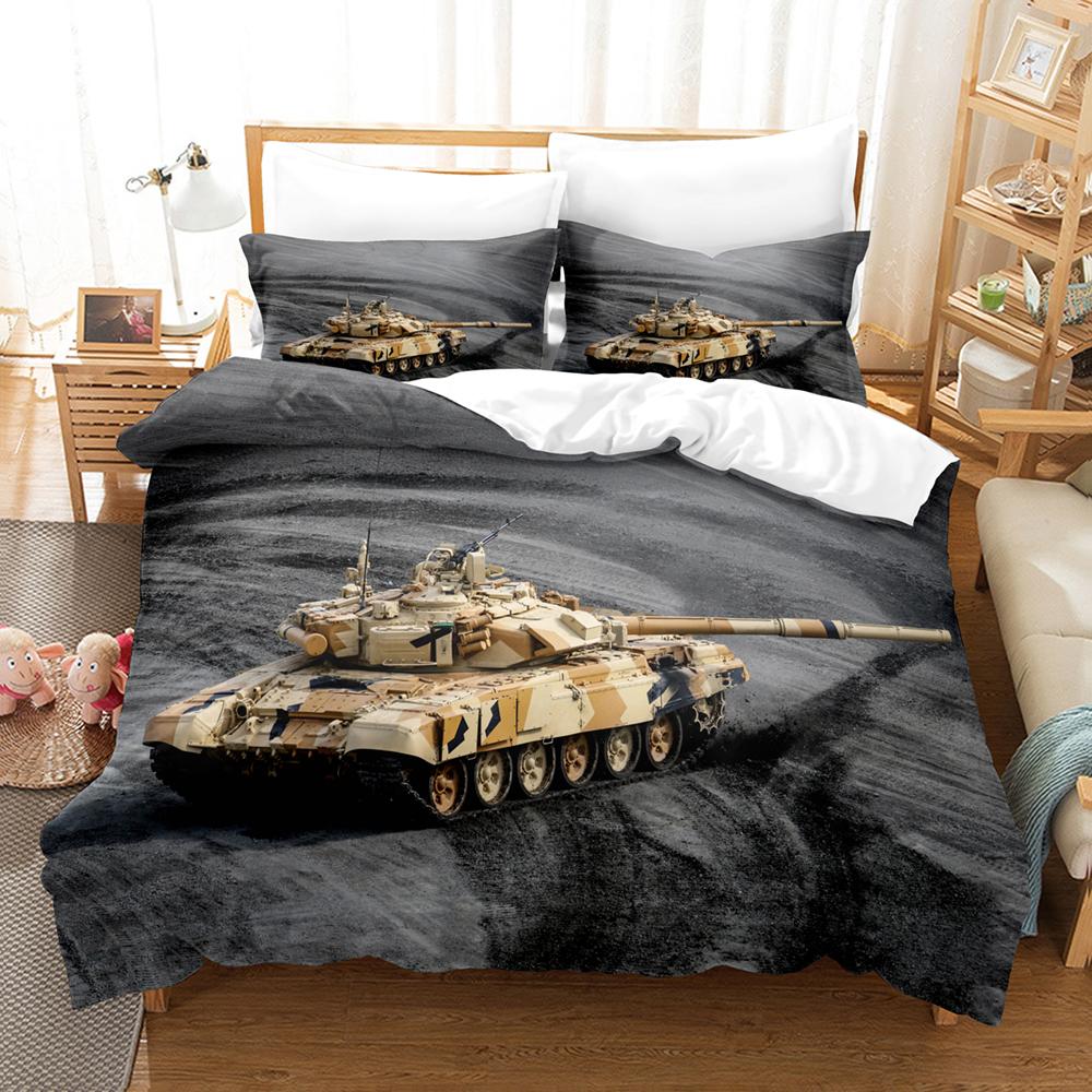 3D Tank Duvet Cover Tank Print War Military Weapon Theme For Children Teens Women Men Gifts For Bedroom Decorations Queen King