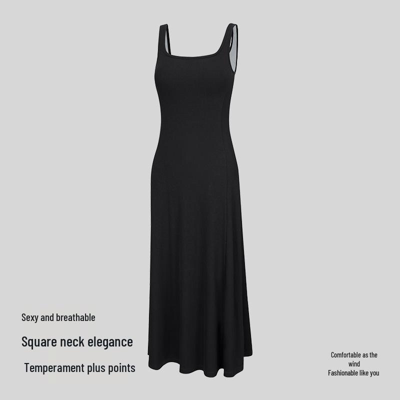 

Осеннее платье из лиоцелла с квадратным вырезом и широкими бретелями: Дышащий, Удобный и Повседневный Extended-M