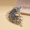 Vintage Rhinestone Horse Head Brooches for Women Zodiac Animal Pins Casual Party Accessories New Year Gifts Friends