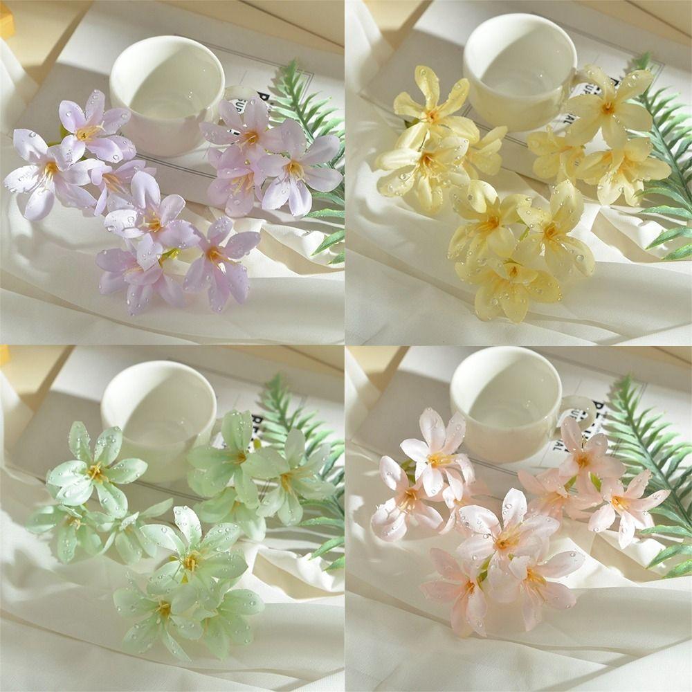 10Pcs Dew Drops Artificial Flowers Realistic Flower Arrangement Simulated Trident Flower Fake Flower DIY Home Decor