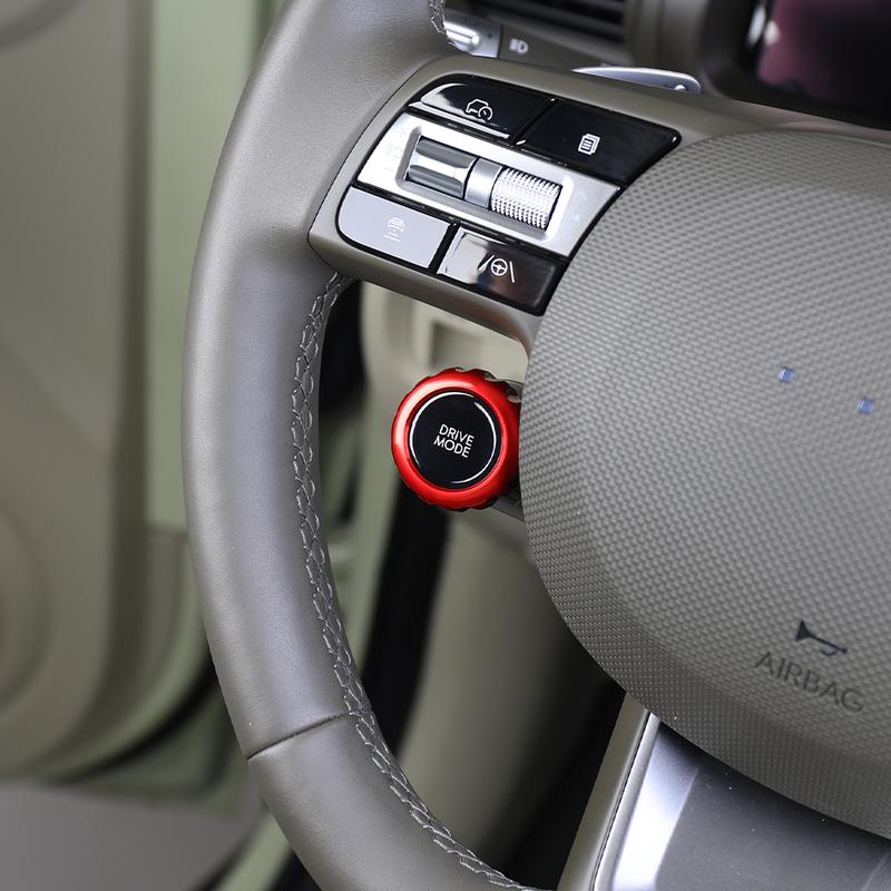 1PCS Aluminum Red Blue Black Interior Steering Wheel Rotation Knob Ring Cover Trim Cover For Hyundai IONIQ 5 2025 PE Accessories