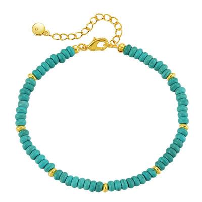 Copper Plated Turquoise Beaded Hand String Fashion Bracelet Fashion Solid Color Bracelet