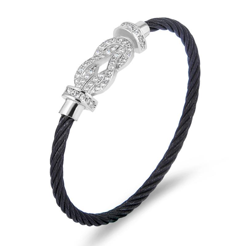 European and American trend bracelet, wire rope magnetic buckle brick bracelet, cross head micro-inlaid bracelet 2026
