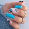24Pcs Pink Matte French Leopard Square Coffin Press On Nails Artificial Acrylic Fake Nails For Women