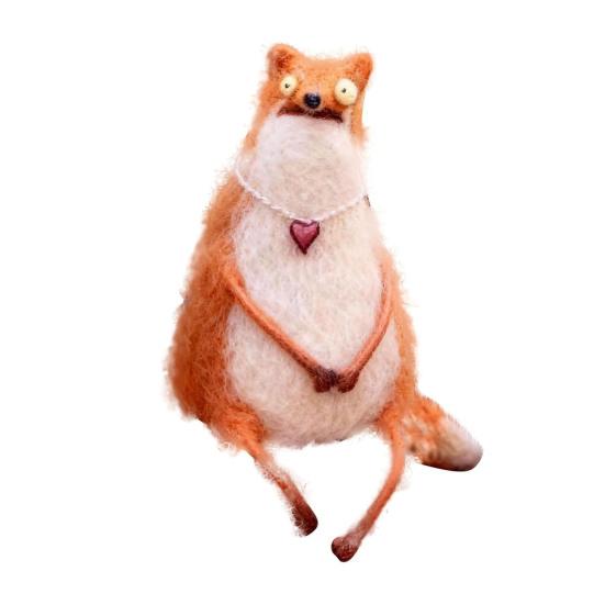 Yün Keçe Aile Ruhları İlginç El Yapımı Keçe Süsler Kaprisli Kedi/Opossum Bebekleri Koleksiyonluk Hayvan Figürü Masa Rafı Masaüstü Dekorasyonu İçin