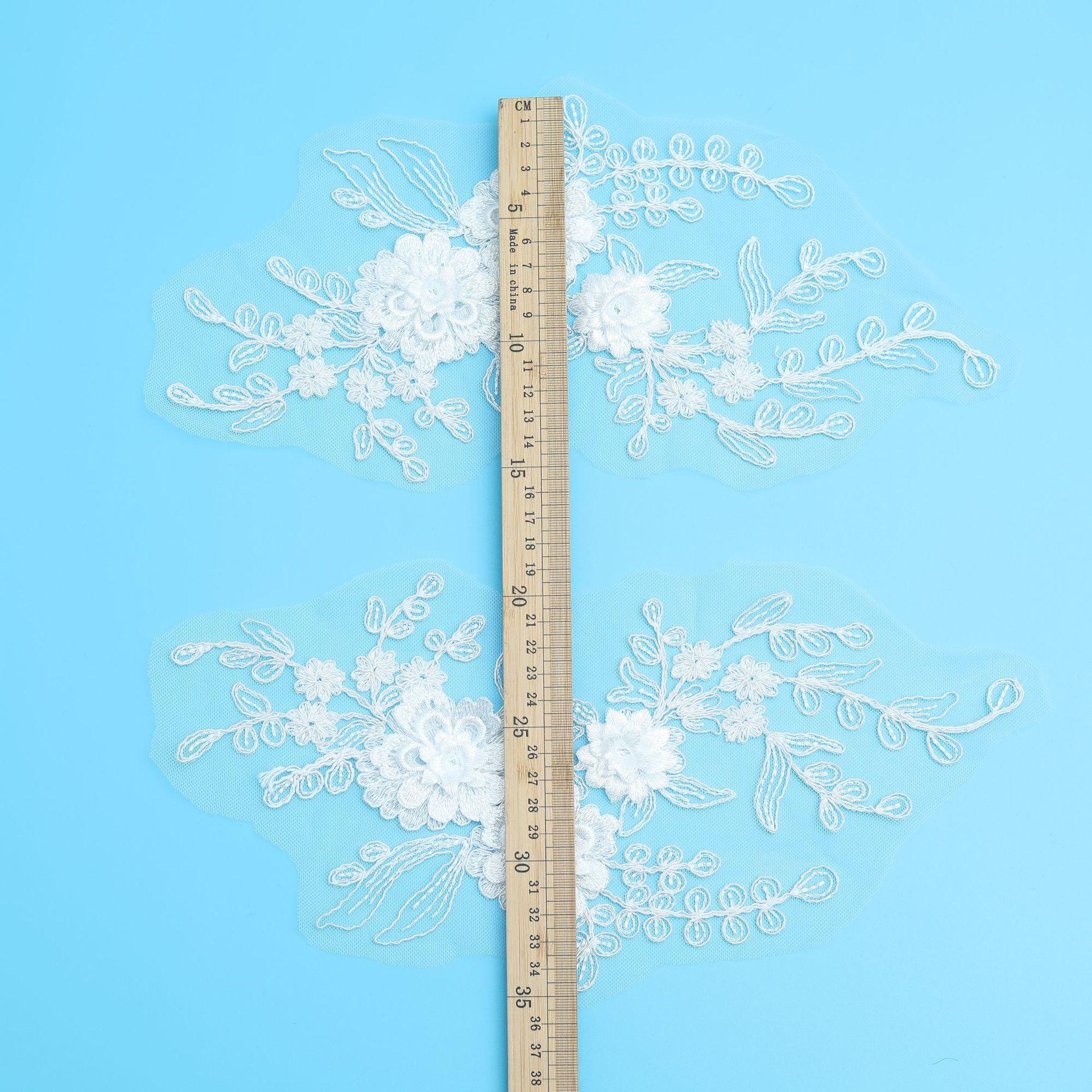 

Clothing Accessories Handmade Accessories Embroidery Three-Dimensional White Car Bone Pair Flower Lace Flower Decoration Bridal Headdress 33*16cm