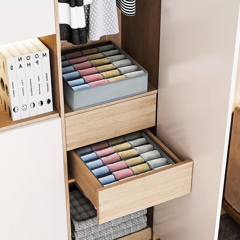 24 Compartment Fabric Drawer Organizer Foldable Zipper Closet Storage Box Socks Underwear Tie Storage Dividers Space Saving Organizer