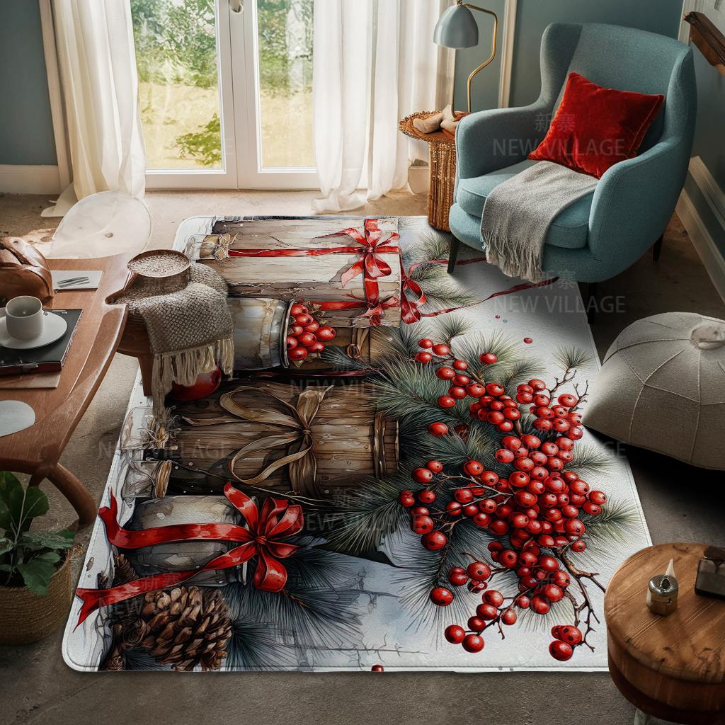 House Entrance Carpet Home Door Mat Living Room Bath Foot Bathroom Non-slip Water Absorption Rugs Bath Merry Christmas Winter
