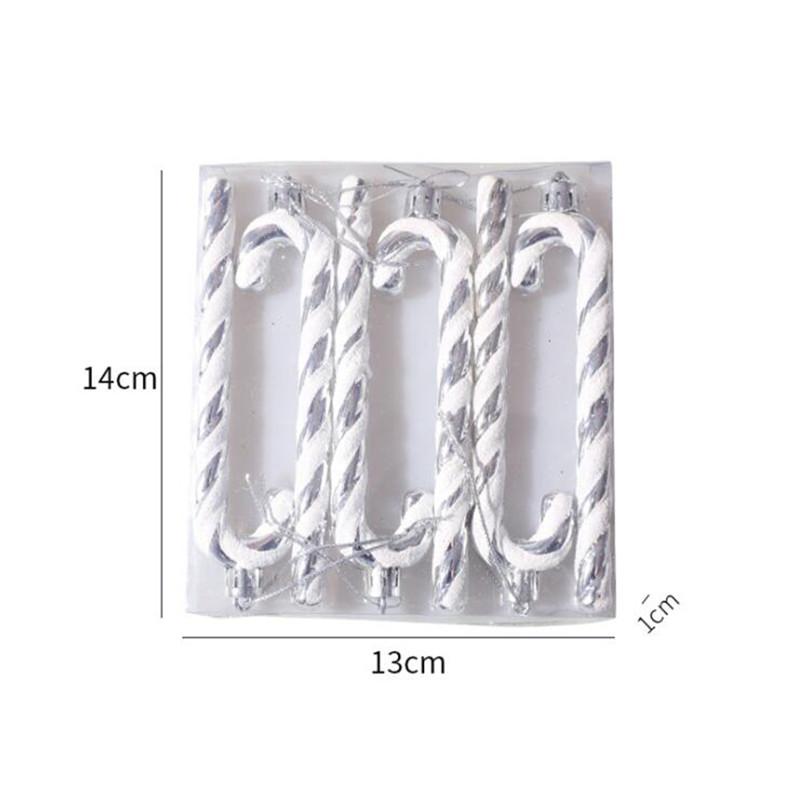 6Pcs Mini Candy Canes Miniature Christmas Tree Ornament Decoration Pendant DIY Scrapbook Craft Gift Home Party Navidad Decor Set