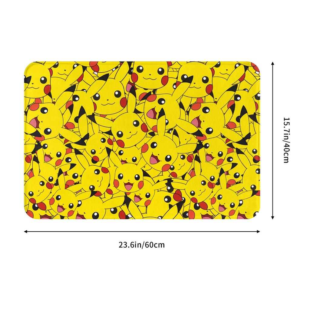 Anime Cartoon Pikachus Front Door Mat Anti-Slip Outdoor Quick Dry Doormat Kitchen Balcony Entrance Rug Carpet