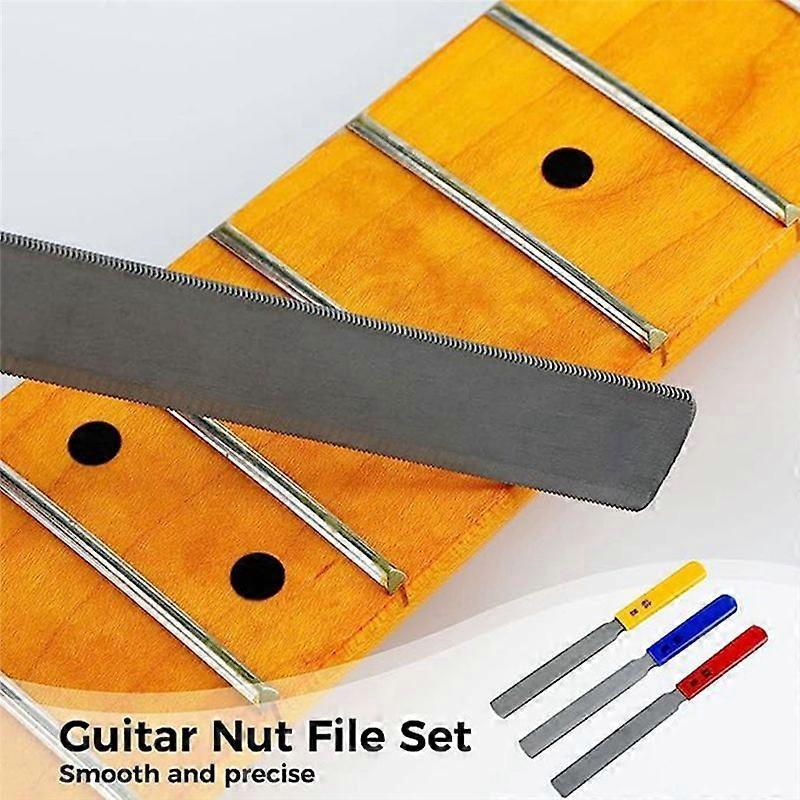 3 Pieces Conical Guitar Nut File Nut Slot File Set Double Edge Wire File Electric Bass Nut File Wire