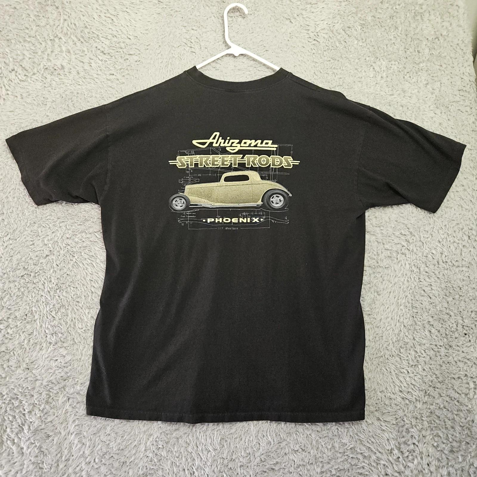 Arizona Street Rods Vintage T Shirt 2XL Hot Rods Henley Collar Black Rockabilly S