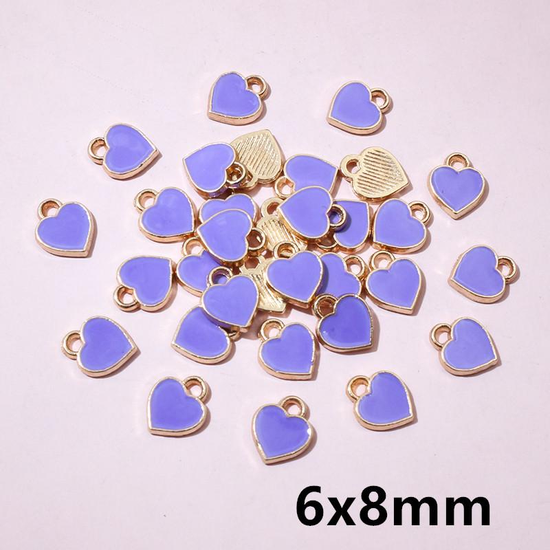 50Pcs 7x8mm Small Colorful Alloy Heart Charms Cute Love Pendants For DIY Bracelet Necklaces Jewelry Making Accessories