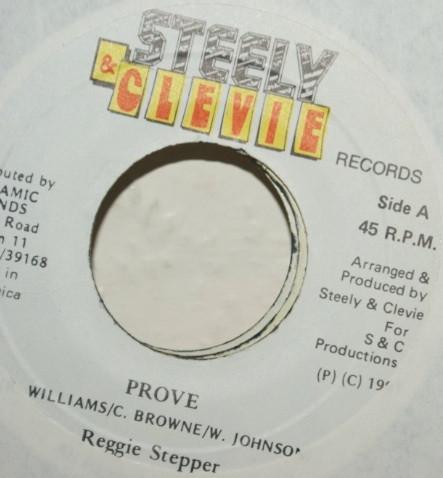 

7inch Record REGGIE STEPPER Prove NONE Steely Clevie 1991 Jamaica Reggae Ska Dub Used