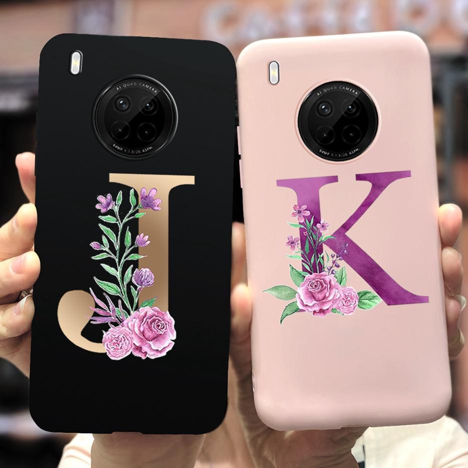 For Huawei Y9a 2020 Case 6.63'' Cute 26 Letters Cover Case For Huawei Y9a Y 9a Soft TPU Fundas HuaweiY9a Shockproof Phone Bumper