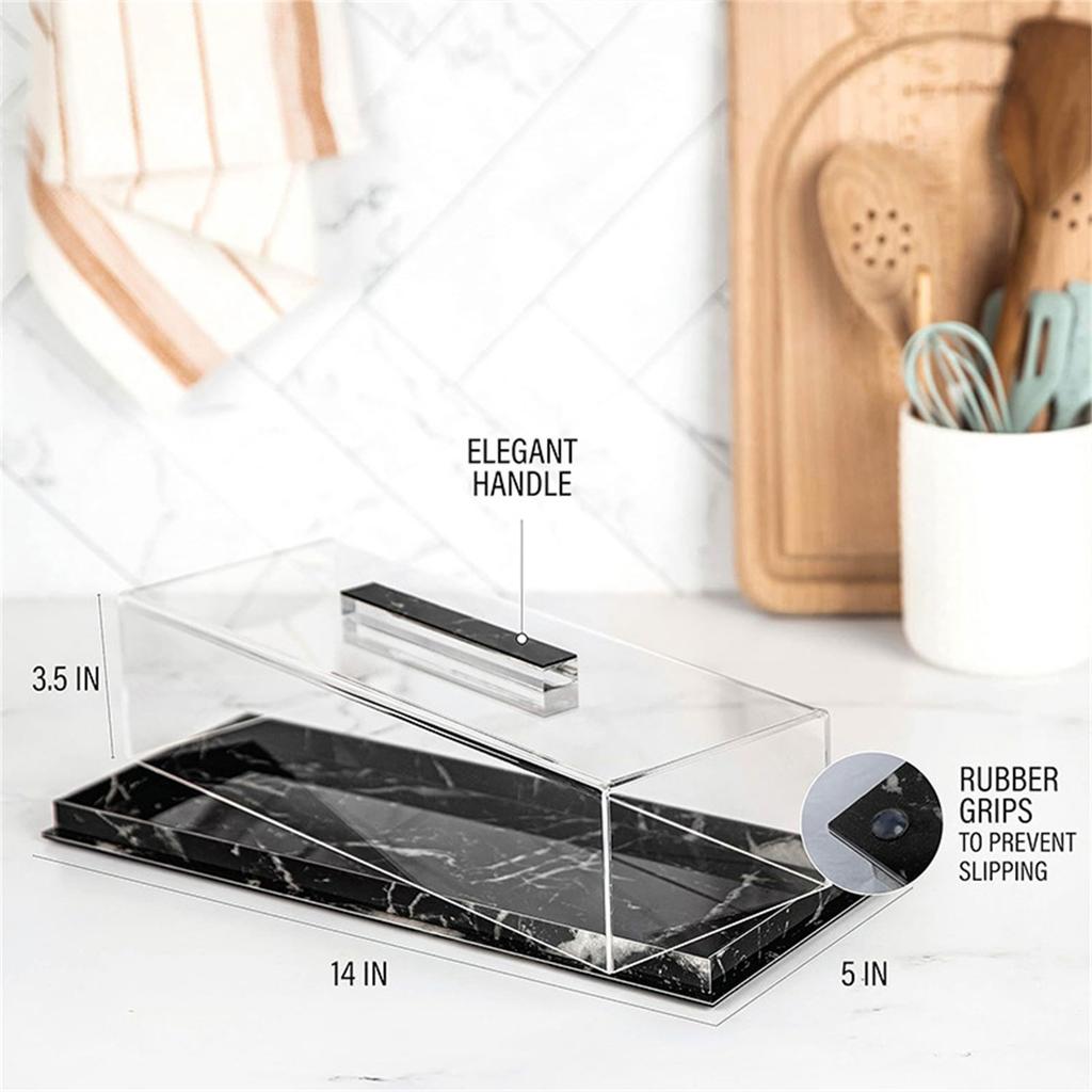 Rectangular Cake Tray Display Box with Clear Lid Acrylic Cake Holder Dustproof Cake Stand Suitable for Cake and Dessert