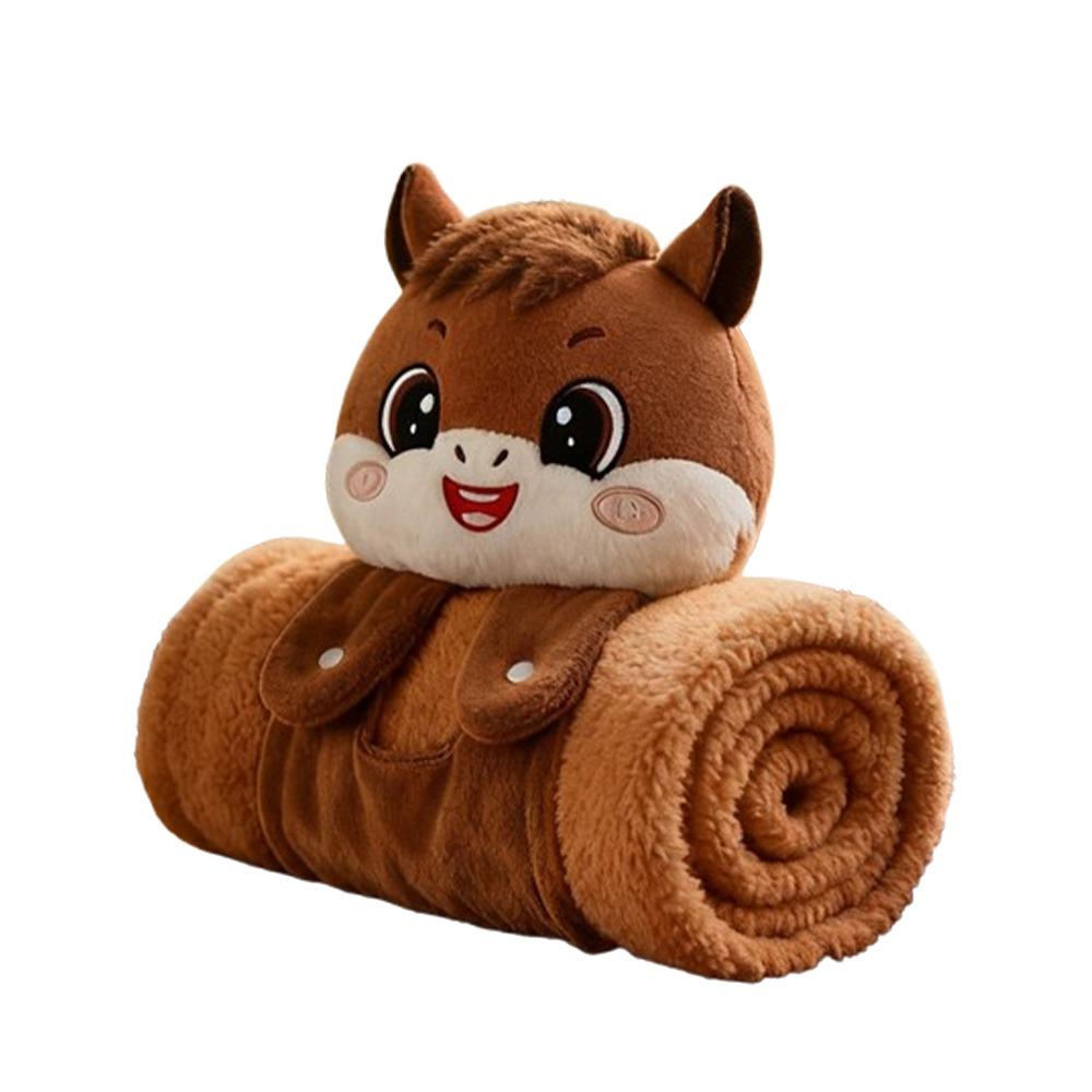 

Fluffy Throw Horse Mascot Plush Blanket Soft Warm Nap Blanket Universal Flannel Blanket Office S-Style 2