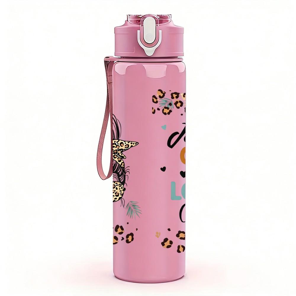 1PC Just A Girl Who Loves Coffee Quote 750ml Color Plastic Sports Water Bottle Leakproof Flip Straw Lid Suitable for Sports Office Home Use