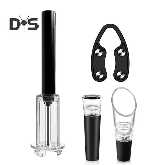 

Набір відкривачок для вина з повітряним насосом. Простий засіб для видалення пробки під тиском повітря. Набір відкривачок для пляшок. Простий інструмент для видалення пробки для любителів вина чорний