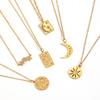 Fashion Style Diamond Star Moon Pendant Gold Plated Necklace Women's Fashion Diamond Stainless Steel Jewelry