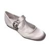 Leather Satin Rhinestone One-word Buckle with Round Head Mary Jane Single Shoes Women's 2025 New Spring Ballet Flats