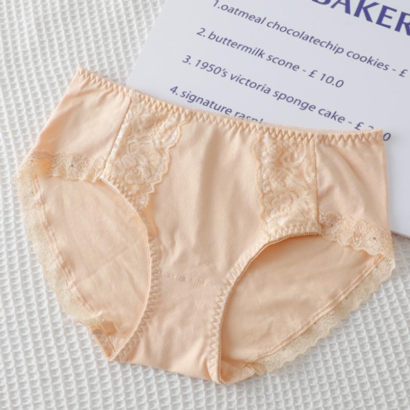 Pure Cotton Seamless Underwear for Women Antibacterial Breathable Comfortable Solid Color Mid Waist Triangular Knit for Girls