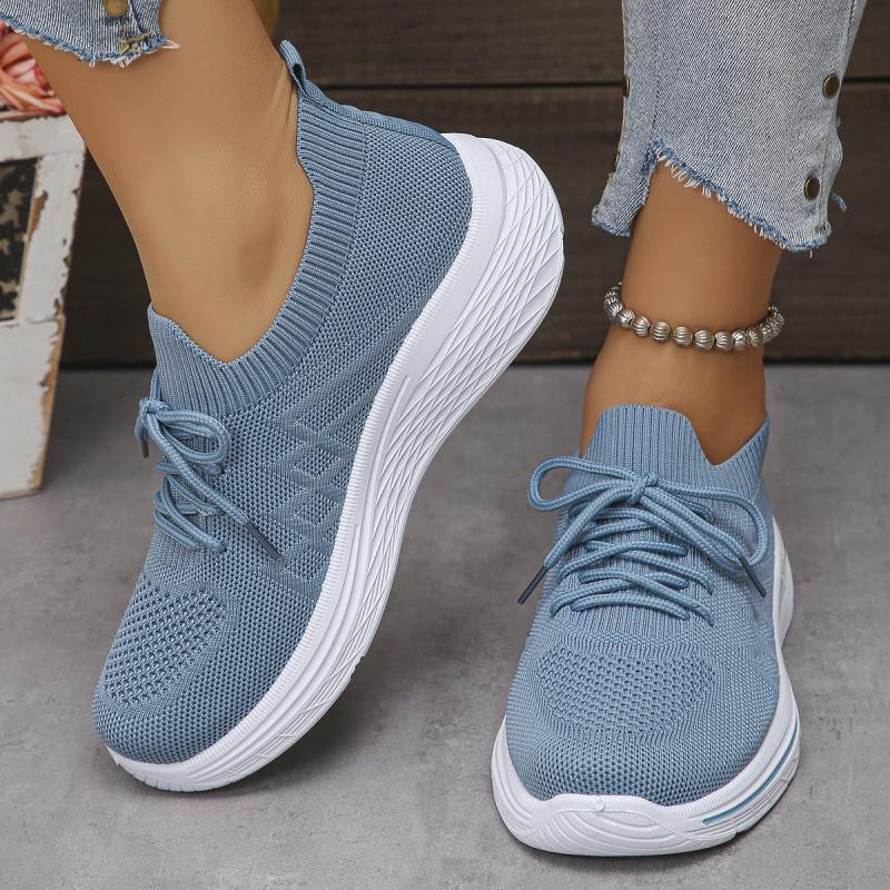 Fashion Cool Breathable Lace Up Mesh Sneakers Women Autumn Soft Wedge Heel Thick Bottom Sneakers Comfort Non Slip Light Running Shoes