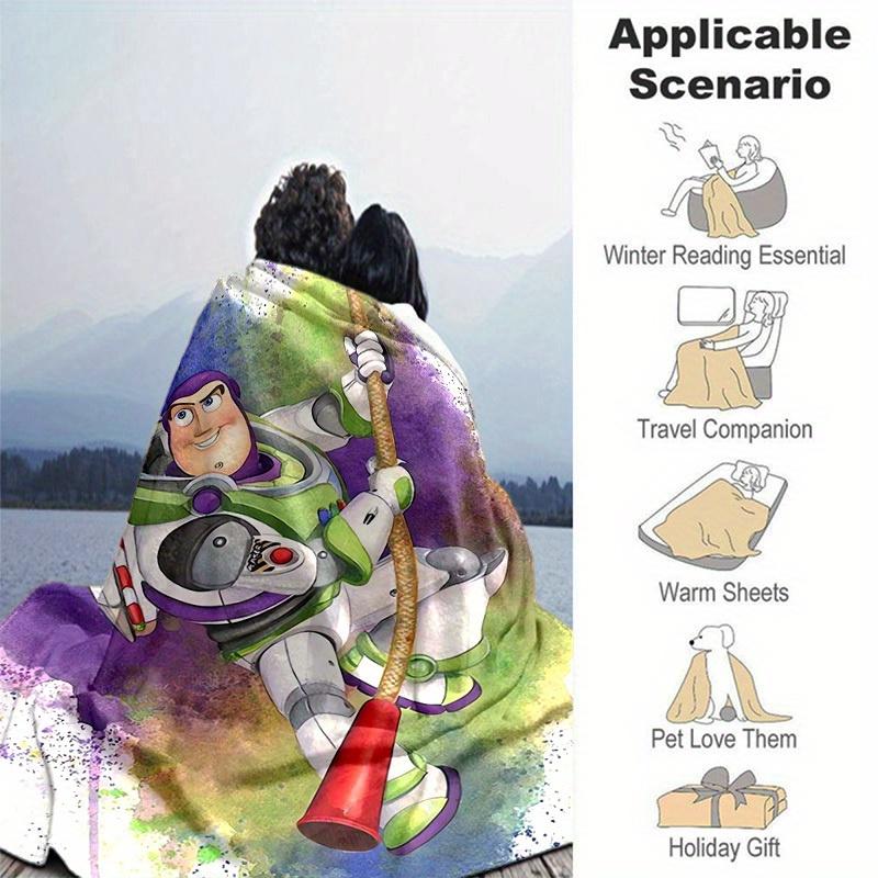 1pc, Buzz Lightyear Inspired Blanket - Seasonal Universal, Home Decor, Throw Blanket, Soft Flannel Throw Blanket - Versatile & Cozy for Bedr
