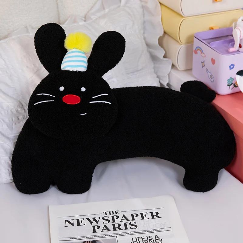 

55 см плюшевая подушка в виде кролика, милая игрушка, пушистые мультяшные животные, плюшевая подушка, рождественский подарок для детей на день рождения девочки 55cm x 32cm чёрный