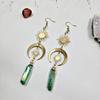 Quartz Crystal Moon And Sun Earrings In Alloy With Electroplated Finish For Stylish Men And Women