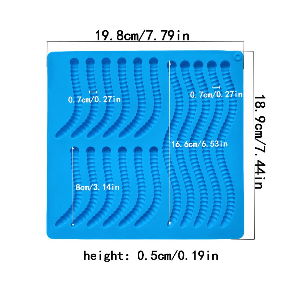 1pc Size and Shape Worm Soft Candy Silicone Mold DIY Chocolate Candy Pudding Biscuit Ice Grid Tray