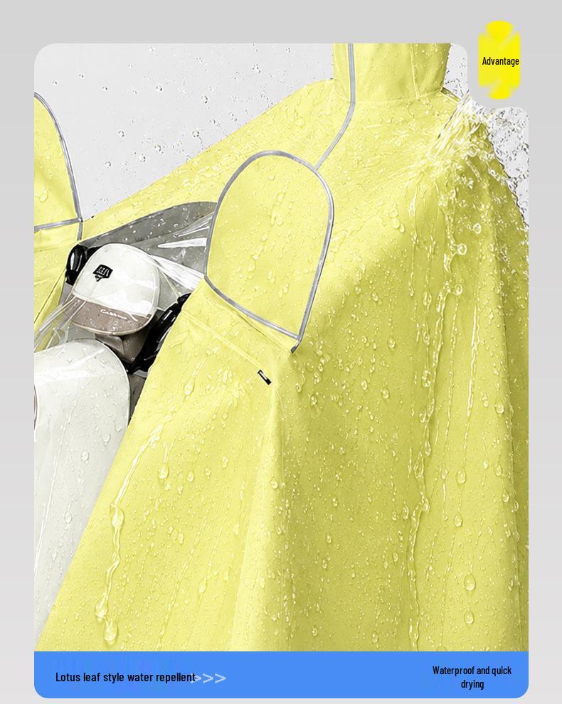 Extended Electric Scooter & Motorcycle Raincoat with Face Shield and Large Brim
