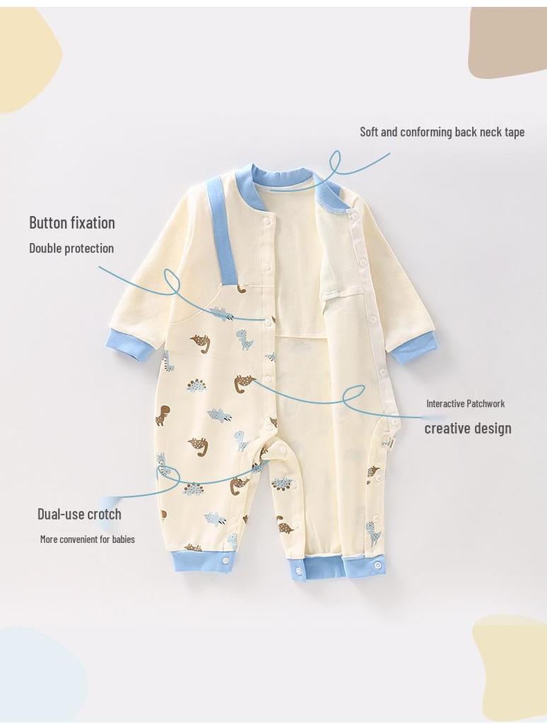 Nation's Top-Selling: Antibacterial Cotton Baby Bodysuit for Spring & Autumn - Long Sleeve, Perfect for Crawling & Home Wear.