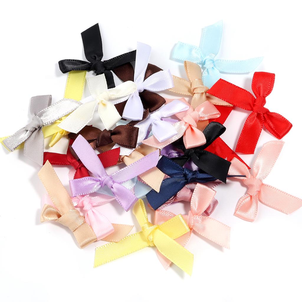 50pcs 4*3.5cm Colorful Ribbon Bows Small Size Polyester Handmade Bowknot For DIY Wedding Christmas Party Gift Bouquet Decoration
