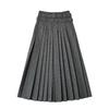 Korean Temperament Gray Winter A-line Pleated Long Skirt