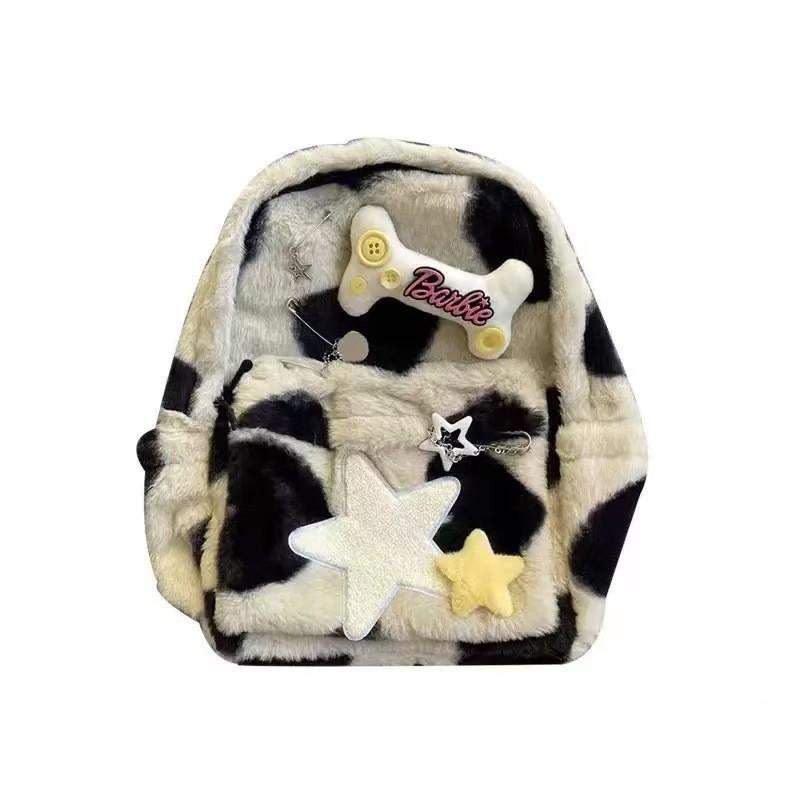And Bone Star Decoration Plush Backpack With Large Capacity For Use Daily