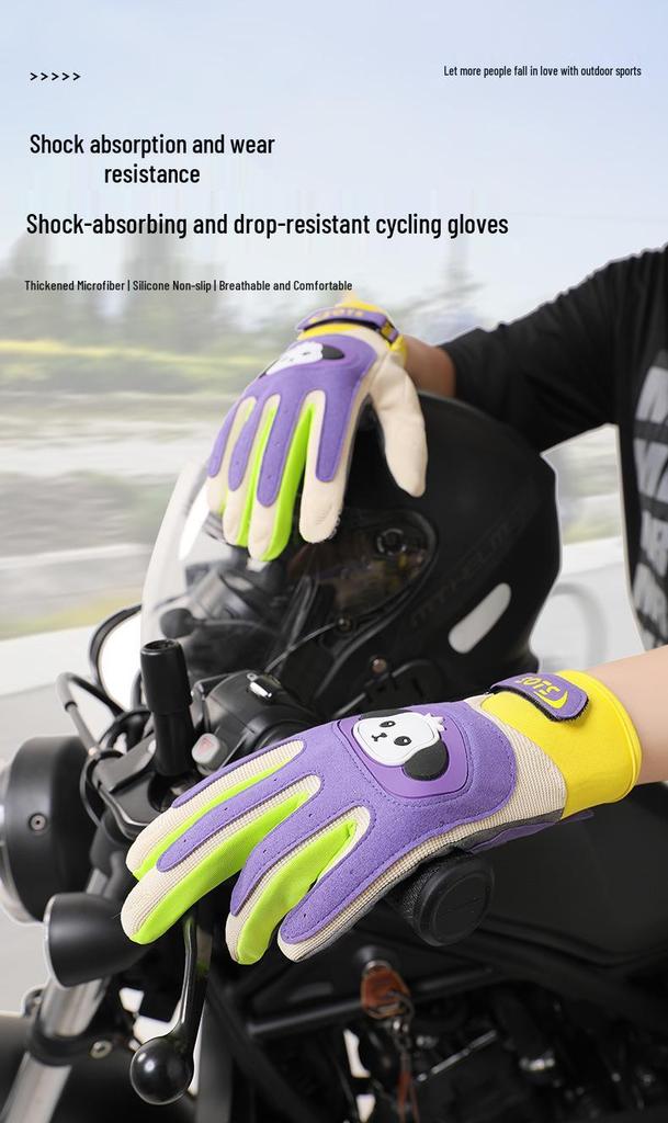 Kids' Outdoor Motorcycle Gloves - Non-slip, Shock-Absorbing, Wear-Resistant, Touchscreen, Colorful Macaron Design