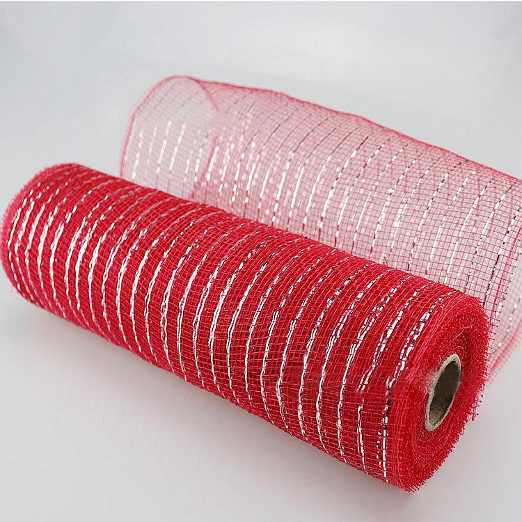 

10Yard Christmas Red White Metallic Mesh Ribbon Xmas Tree Candy Cane Decoration Ornament DIY Wreath Bow 2025 New Year Gift 26cm